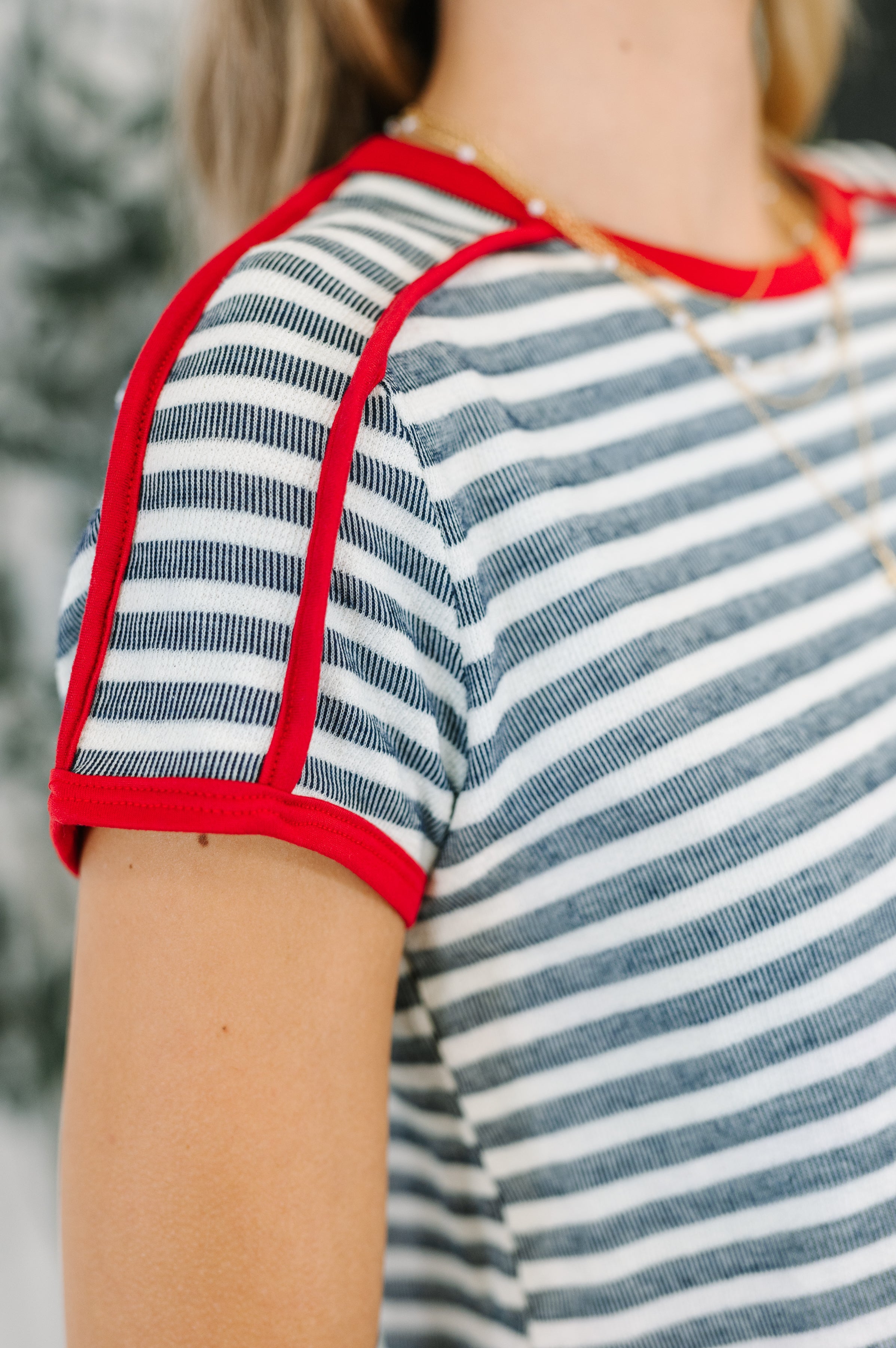 Country Stripe Casual Tee in Navy White - Charming Charlie