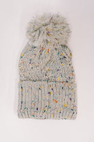 Cover Your Ears Pom Pom Beanie in Grey - Charming Charlie