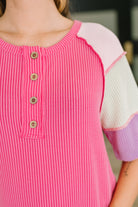 Cozy Collage Color Block Henley Top - Charming Charlie