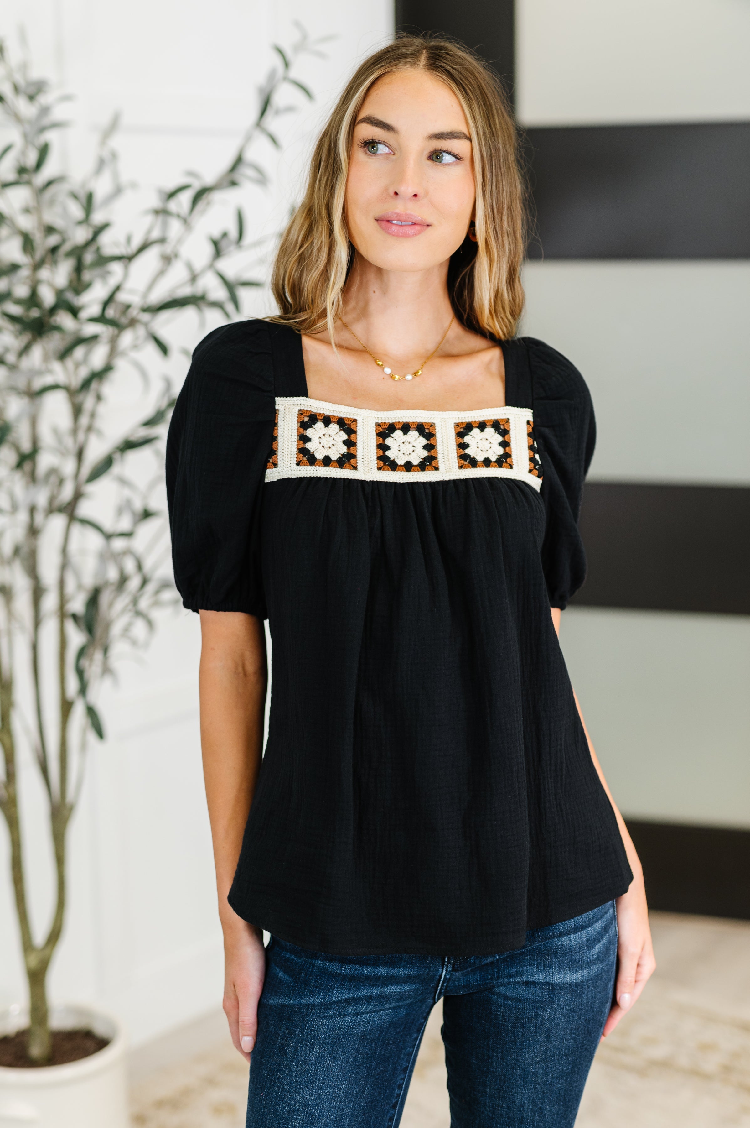 Craft Night Crochet Detail Top - Charming Charlie