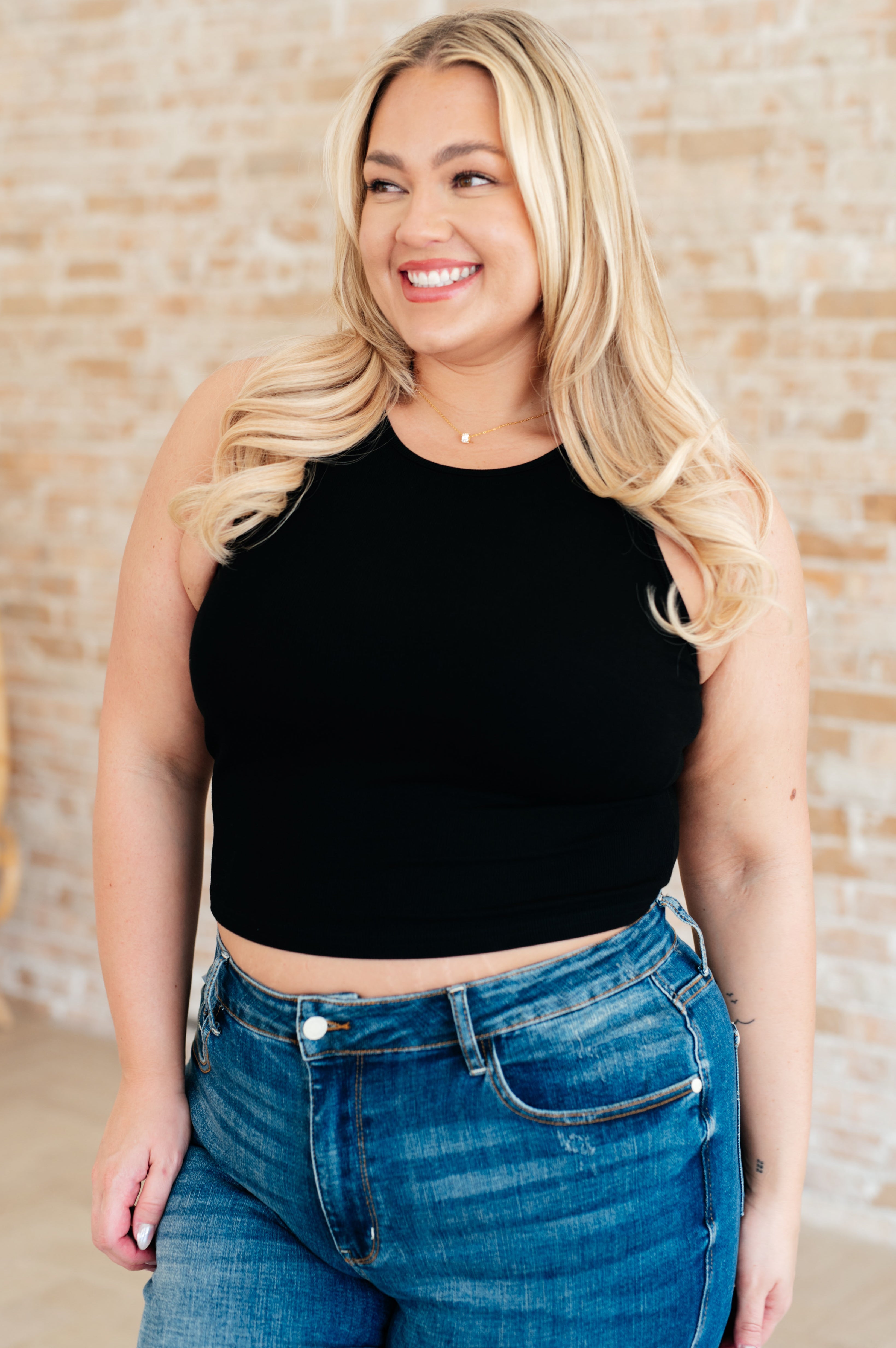 Cream of the Crop Rib Knit Tank Top in Black - Charming Charlie