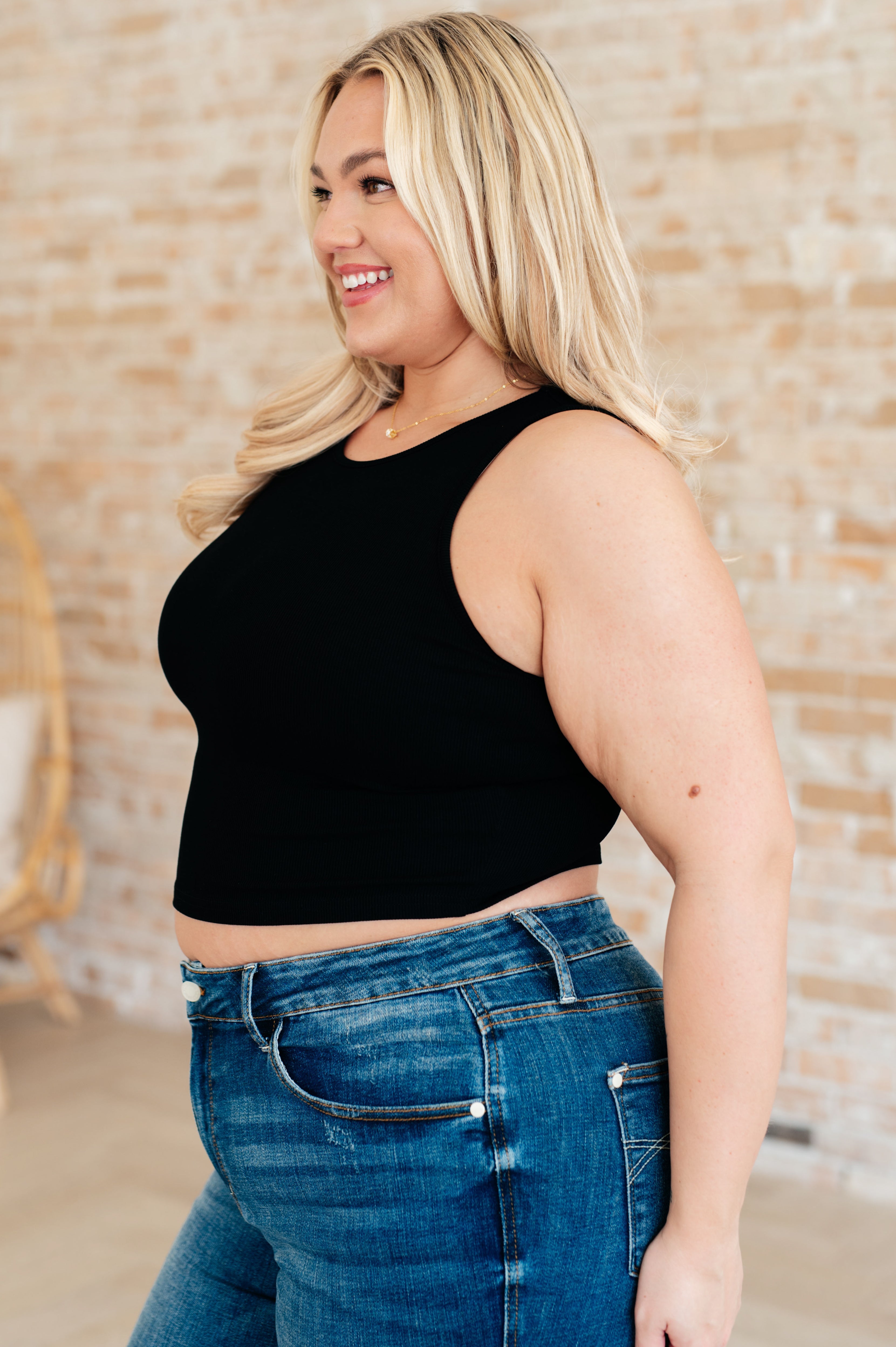 Cream of the Crop Rib Knit Tank Top in Black - Charming Charlie