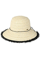Creme-C.C Fringe Straw Bucket Cloche Hat combines fashionable design with superior functionality. Made with high-quality straw, it offers breathability and lightweight comfort for all-day wear. The fringed brim adds a stylish touch, while the bucket shape provides excellent sun protection. Perfect for any outdoor activity, this hat is a must-have for any fashion-forward individual.