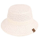 Creme C.C Lace Pattern Bucket Hat, keep your styles on even when you are relaxing at the pool or playing at the beach. Large, comfortable, and perfect for keeping the sun off of your face, neck, and shoulders. Perfect summer, beach accessory. Ideal for travelers who are on vacation or just spending some time in the great outdoors.