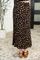 Crisp Kiss Midi Skirt in Rust, White and Black - Charming Charlie