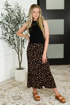 Crisp Kiss Midi Skirt in Rust, White and Black - Charming Charlie
