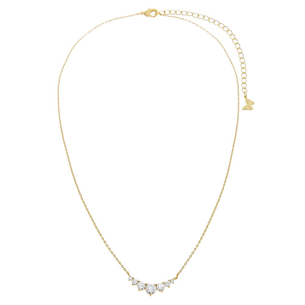  CZ Graduated Curved Bar Necklace - Adina's Jewels