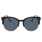 ABANDA | D68 - Round Mirrored Flat Lens Half Frame Sunglasses Circle - Cramilo Eyewear - Stylish Trendy Affordable Sunglasses Clear Glasses Eye Wear Fashion