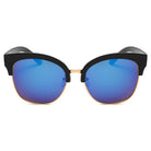 JENISON | D67 - Flat Mirrored Lens Clubmaster Horned Rim Sunglasses - Cramilo Eyewear - Stylish Trendy Affordable Sunglasses Clear Glasses Eye Wear Fashion