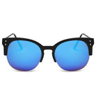 ABANDA | D68 - Round Mirrored Flat Lens Half Frame Sunglasses Circle - Cramilo Eyewear - Stylish Trendy Affordable Sunglasses Clear Glasses Eye Wear Fashion