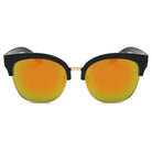 JENISON | D67 - Flat Mirrored Lens Clubmaster Horned Rim Sunglasses - Cramilo Eyewear - Stylish Trendy Affordable Sunglasses Clear Glasses Eye Wear Fashion
