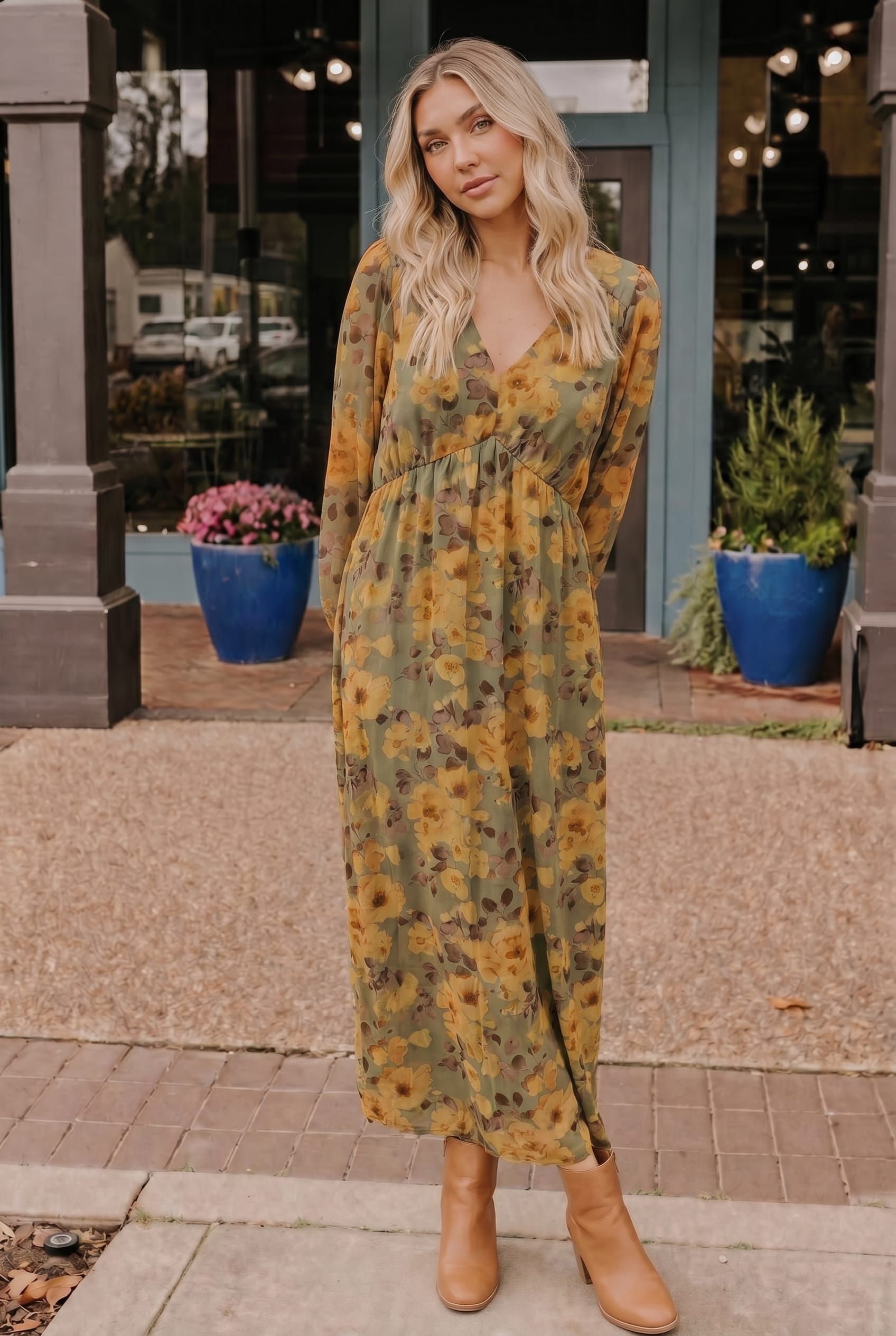 Golden Blooms Floral Maxi Dress - Charming Charlie