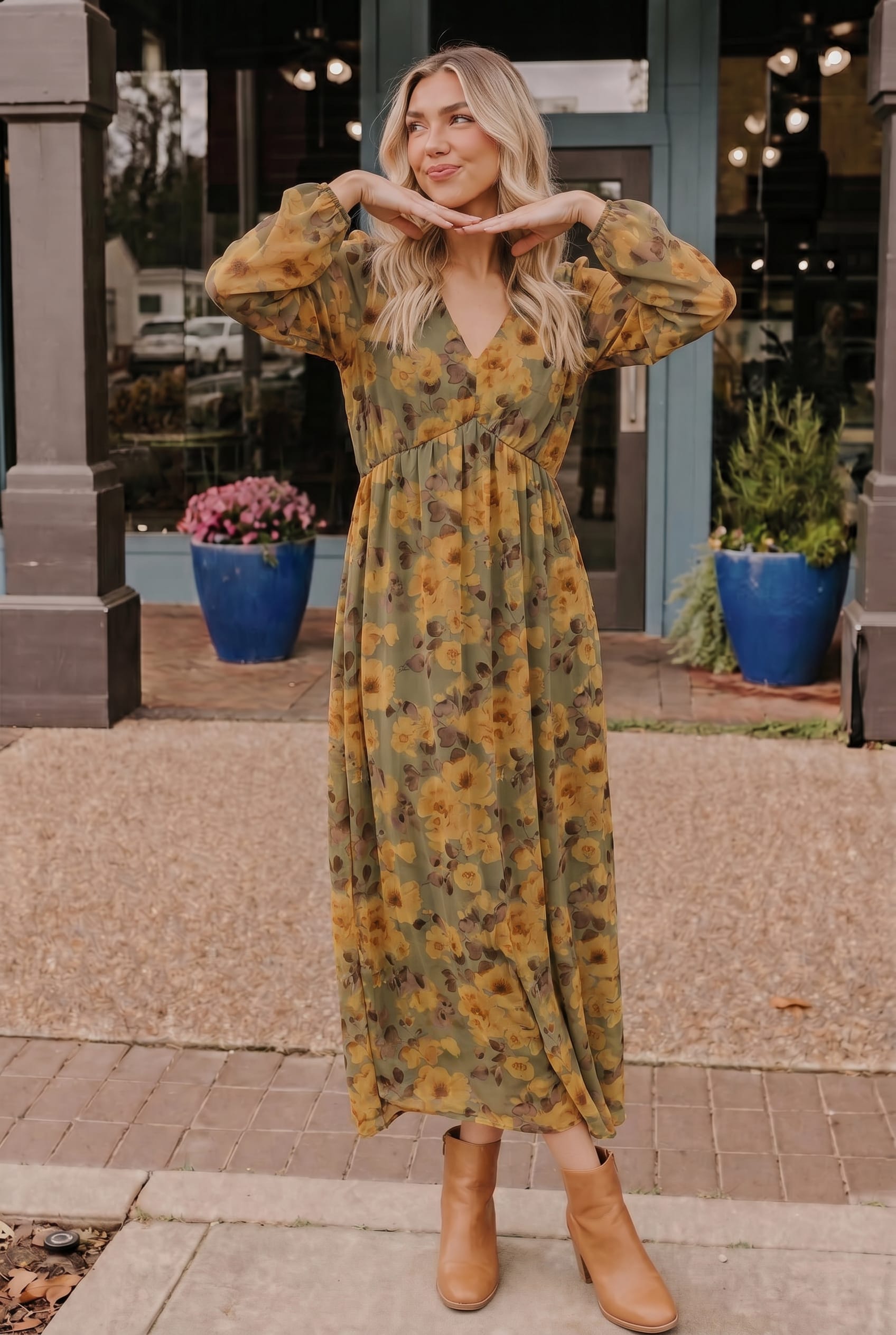 Golden Blooms Floral Maxi Dress - Charming Charlie