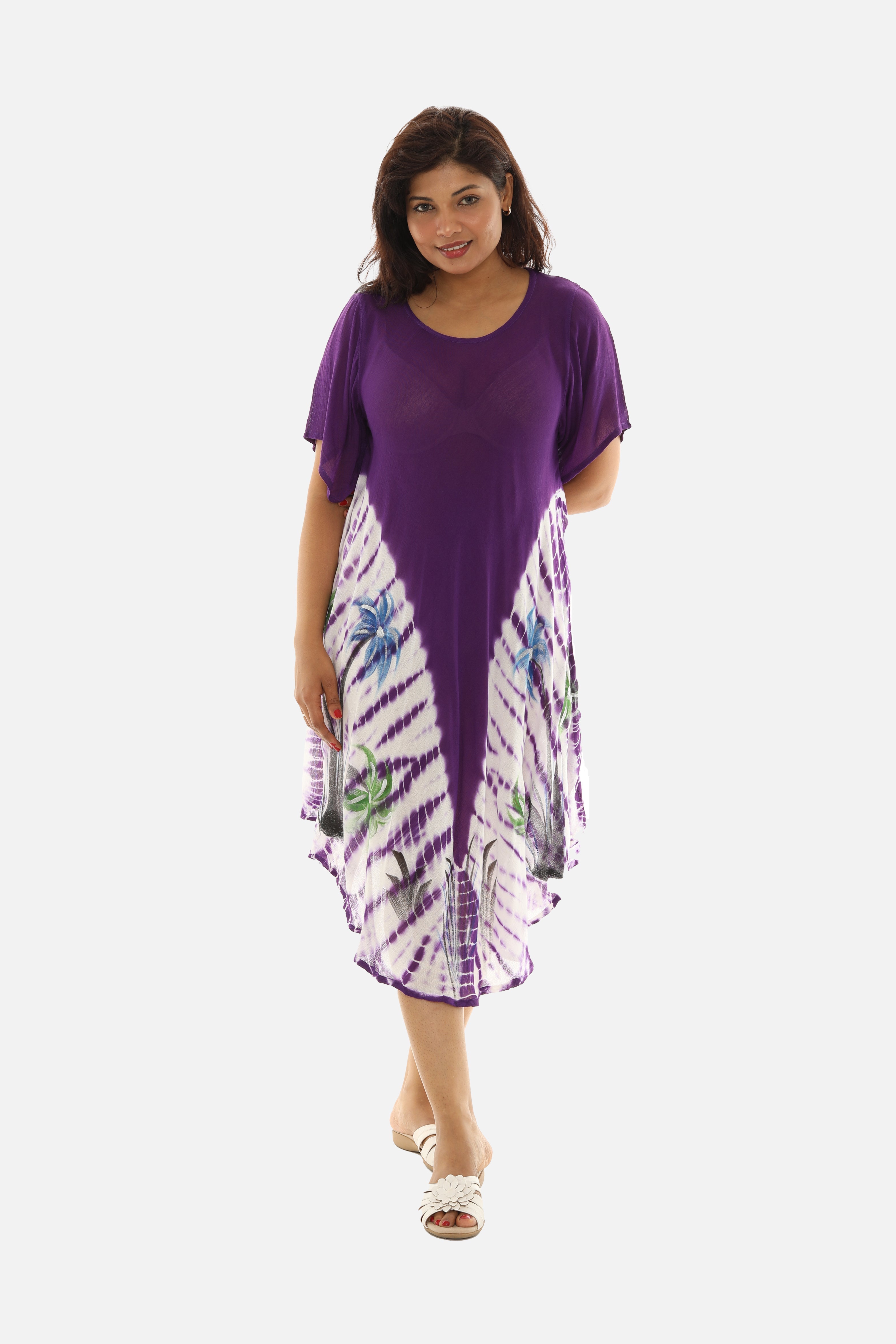 Boho Chic Tie Dye Rayon Mid-Length Dress for Effortless Style