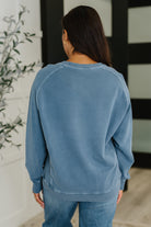 Daily Ease Mineral Wash Pullover in Dusty Blue - Charming Charlie