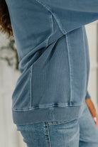 Daily Ease Mineral Wash Pullover in Dusty Blue - Charming Charlie