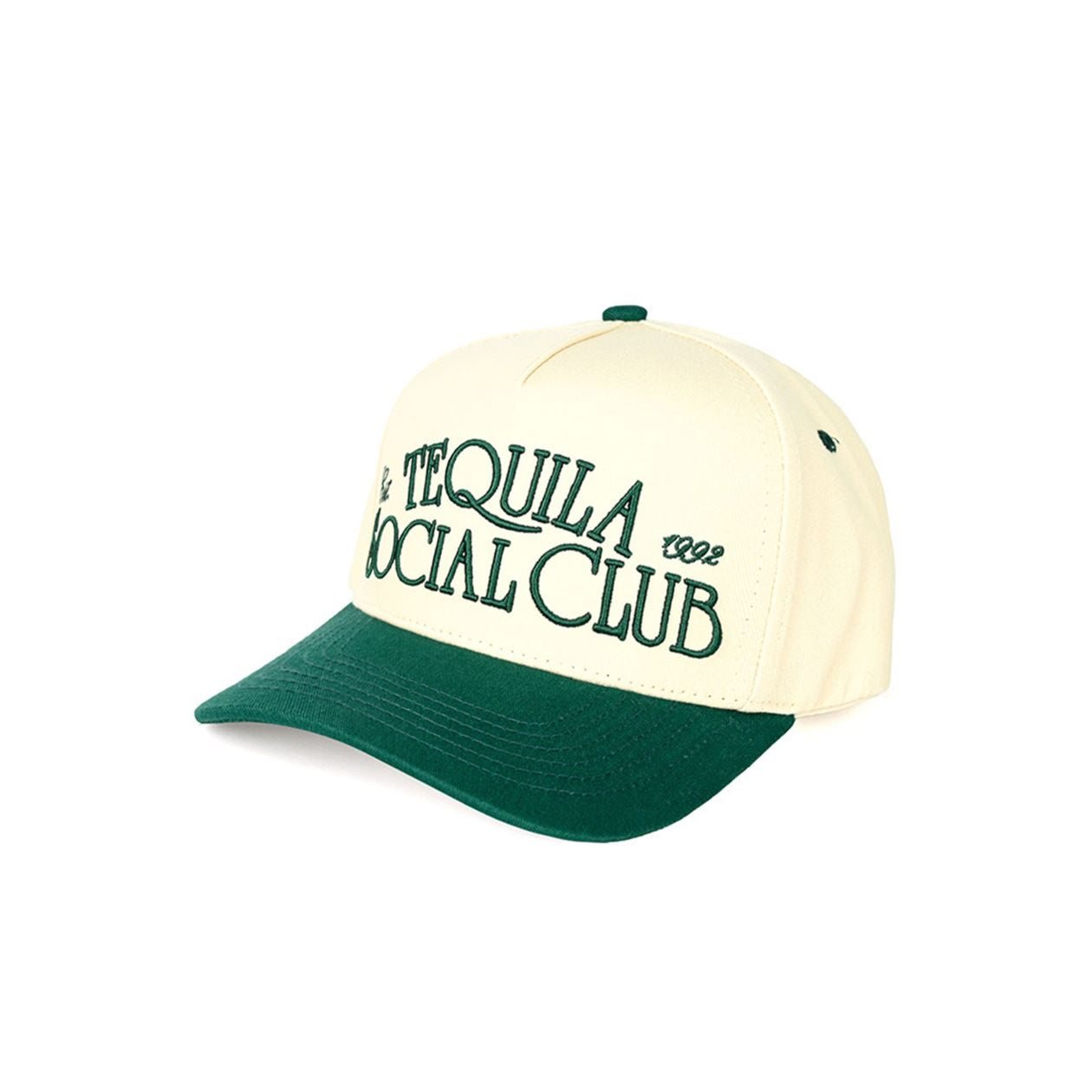 Dark Green C.C TEQUILA SOCIAL CLUB Embroidered Trucker Cap is the perfect accessory for any social occasion. With its stylish design and embroidered logo, this trucker cap is sure to elevate your outfit. Made with high-quality materials, it offers both comfort and durability. Show off your love for C.C TEQUILA and make a statement with this must-have cap.