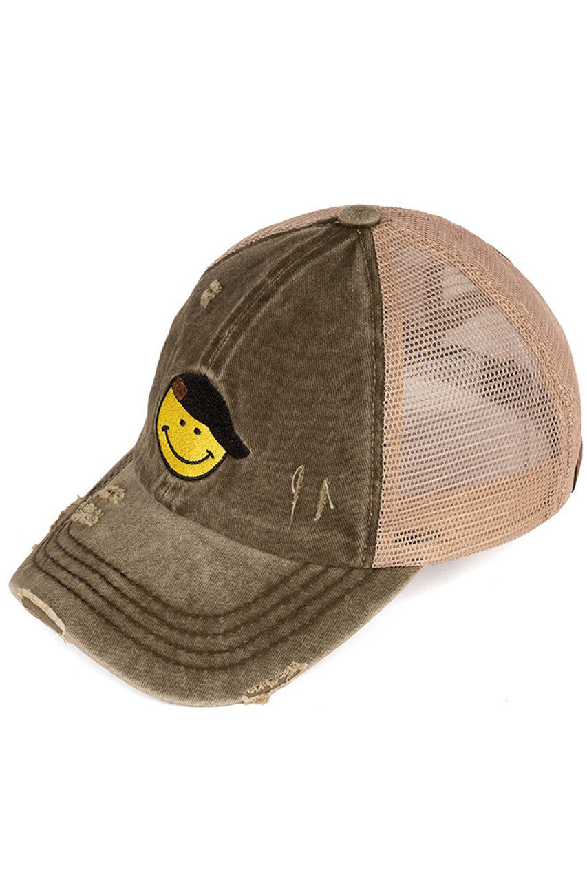 Dark Olive C.C SMILE CRISS-CROSS PONY CAP is a versatile and stylish accessory. Made with high-quality materials and a unique criss-cross design, it offers a secure and comfortable fit. Perfect for any season, this cap adds a touch of fashion to any outfit.