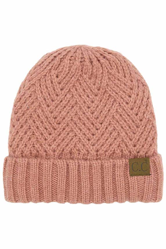 Dark Rose C C Criss Cross Pattern Cuff Beanie Hat, comes with a beautiful criss-cross design with different colors that reveals your absolute smartness with beauty and ensures maximum comfort and durability. Coordinate with any outfit to match the best with absolute warmth and coziness in style. Comes in one size winter cap with a pom that fits most head sizes. Awesome winter gift accessory!