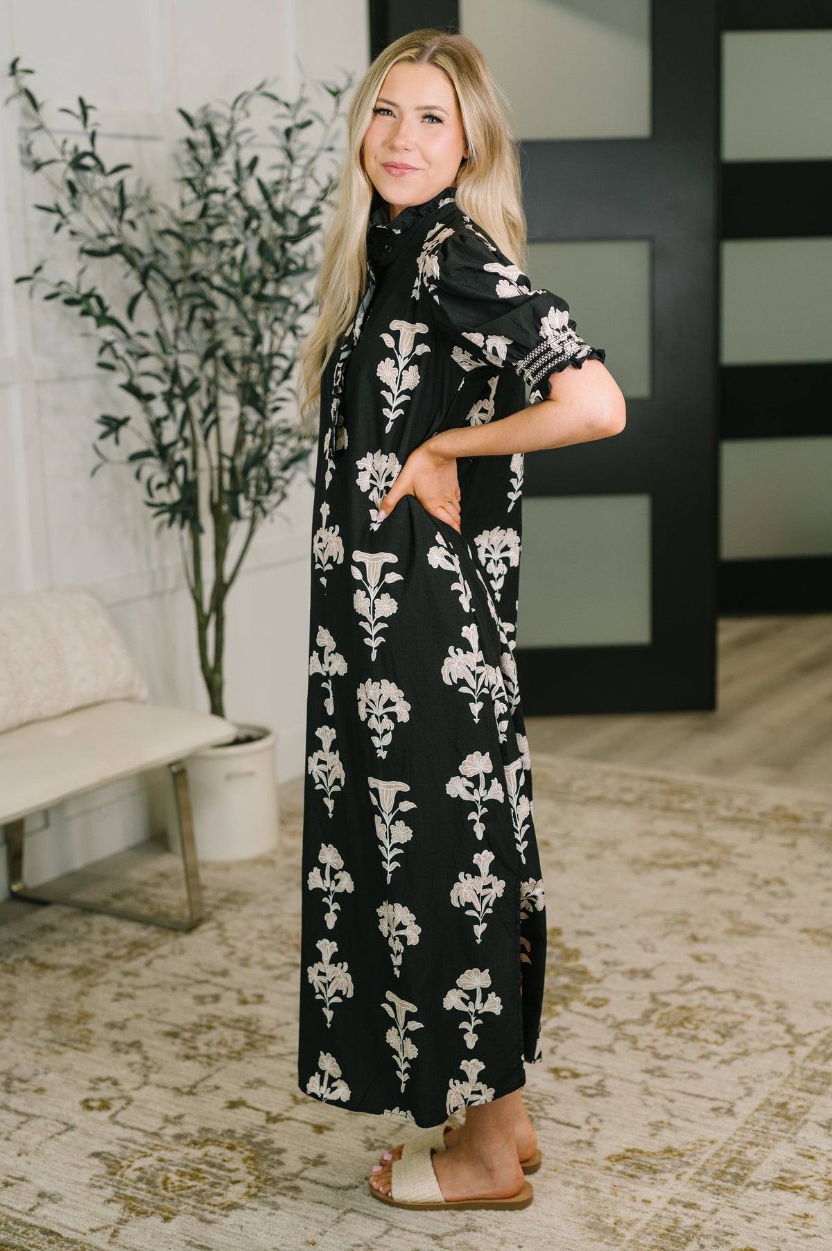 Dark Darlin' Puff Sleeve Maxi Dress - Charming Charlie
