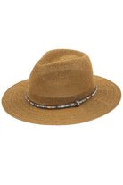 Dark natural C.C MULTI-THREAD RHINESTONE TRIM BAND PANAMA HAT is a must-have accessory for any fashion-forward individual. Crafted with multi-threaded material and adorned with stunning rhinestone trim, this hat adds a touch of elegance to any outfit. With its versatile design, it's perfect for any occasion and provides excellent sun protection.