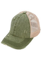 Dark Olive C.C BASEBALL PONYCAP is a stylish and functional cap that combines the classic look of a baseball cap with the convenience of a ponytail holder. Made with high-quality materials and a comfortable fit, this cap is perfect for any outdoor activity. Stay cool and protected with the C.C BASEBALL PONYCAP.