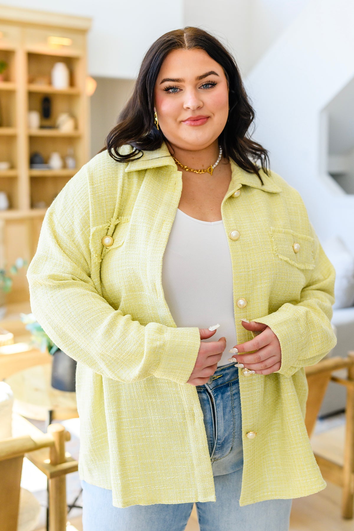 Daydreams Shacket in Yellow - Charming Charlie