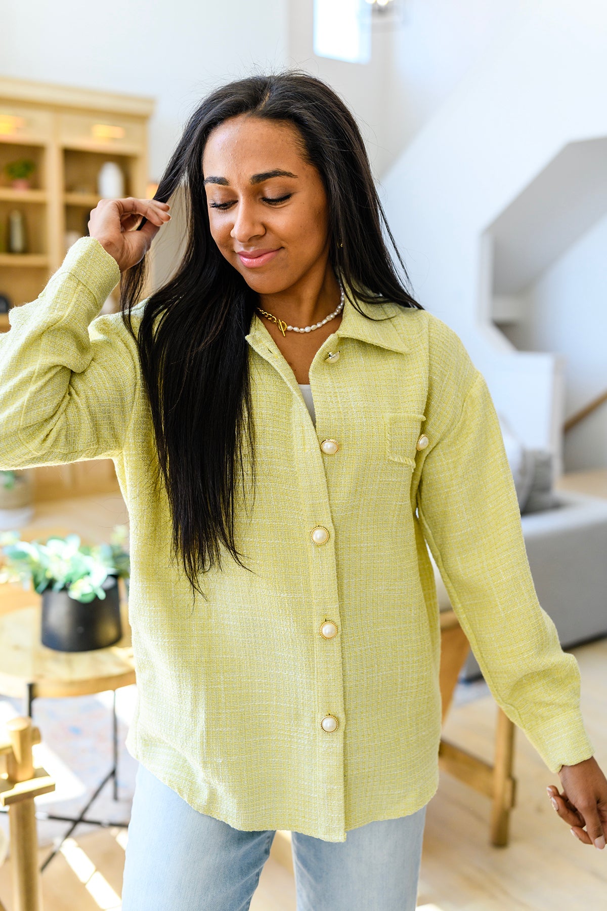 Daydreams Shacket in Yellow - Charming Charlie