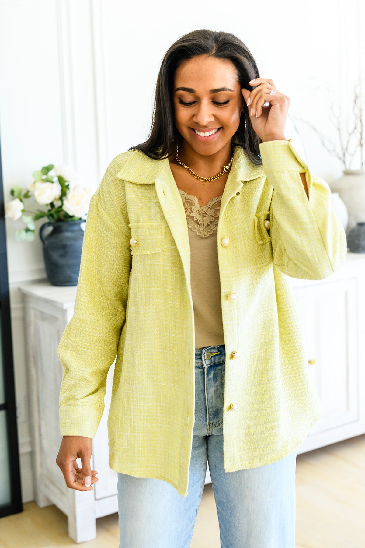 Daydreams Shacket in Yellow - Charming Charlie