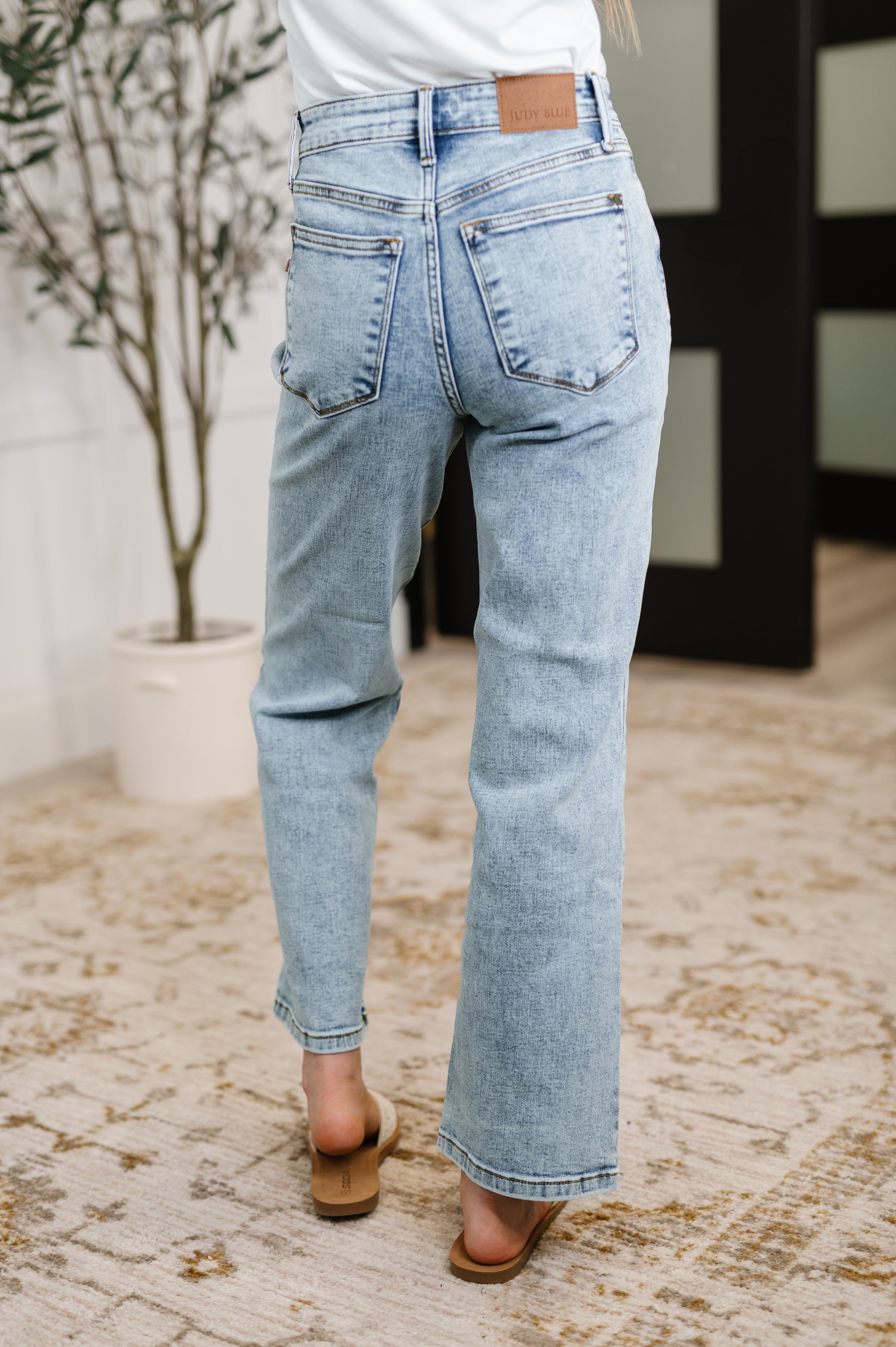 Debbie High Rise Stone Wash Straight Fit Jeans - Charming Charlie