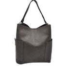 Deep Gray 2in1 Chic Satchel Side Pocket With Long Strap Bucket Bag, This casual crossbody bucket bag is super soft Vegan leather and has convenient side pockets to carry water bottles, phones, or glasses and a removable zipper pouch. Gold hardware. Extra bag inside and strap to make it a crossbody. Perfect for carrying around your stuff, this bag is big enough for all your daily essentials.