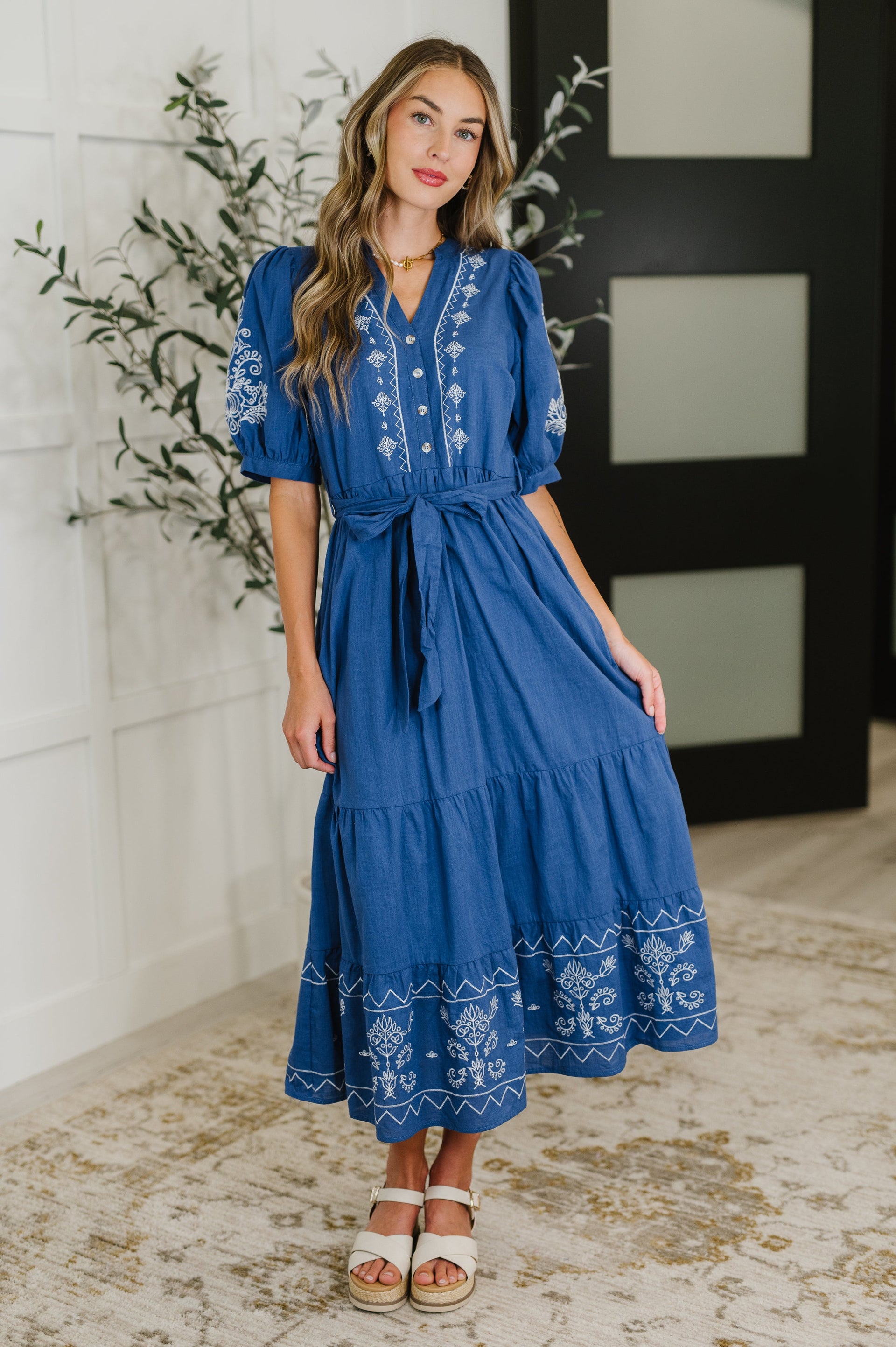 Delicate Devotion Puff Sleeve Dress in Blue - Small Delicate Devotion Puff Sleeve Dress in Blue - Small