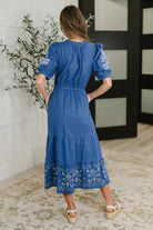 Delicate Devotion Puff Sleeve Dress in Blue - Charming Charlie