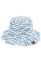 Denim C.C. ZEBRA PRINT BUCKET HAT is the perfect accessory for any outdoor adventure. Made from high-quality materials, it offers both style and functionality. Stay protected from the sun and make a statement with its bold zebra print design. Trust in C.C. for expertly crafted hats.