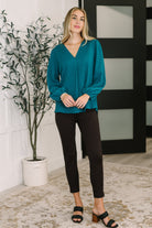 Desk to Dinner V-Neck Balloon Sleeve Blouse - Charming Charlie