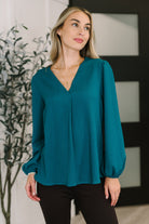 Desk to Dinner V-Neck Balloon Sleeve Blouse - Charming Charlie