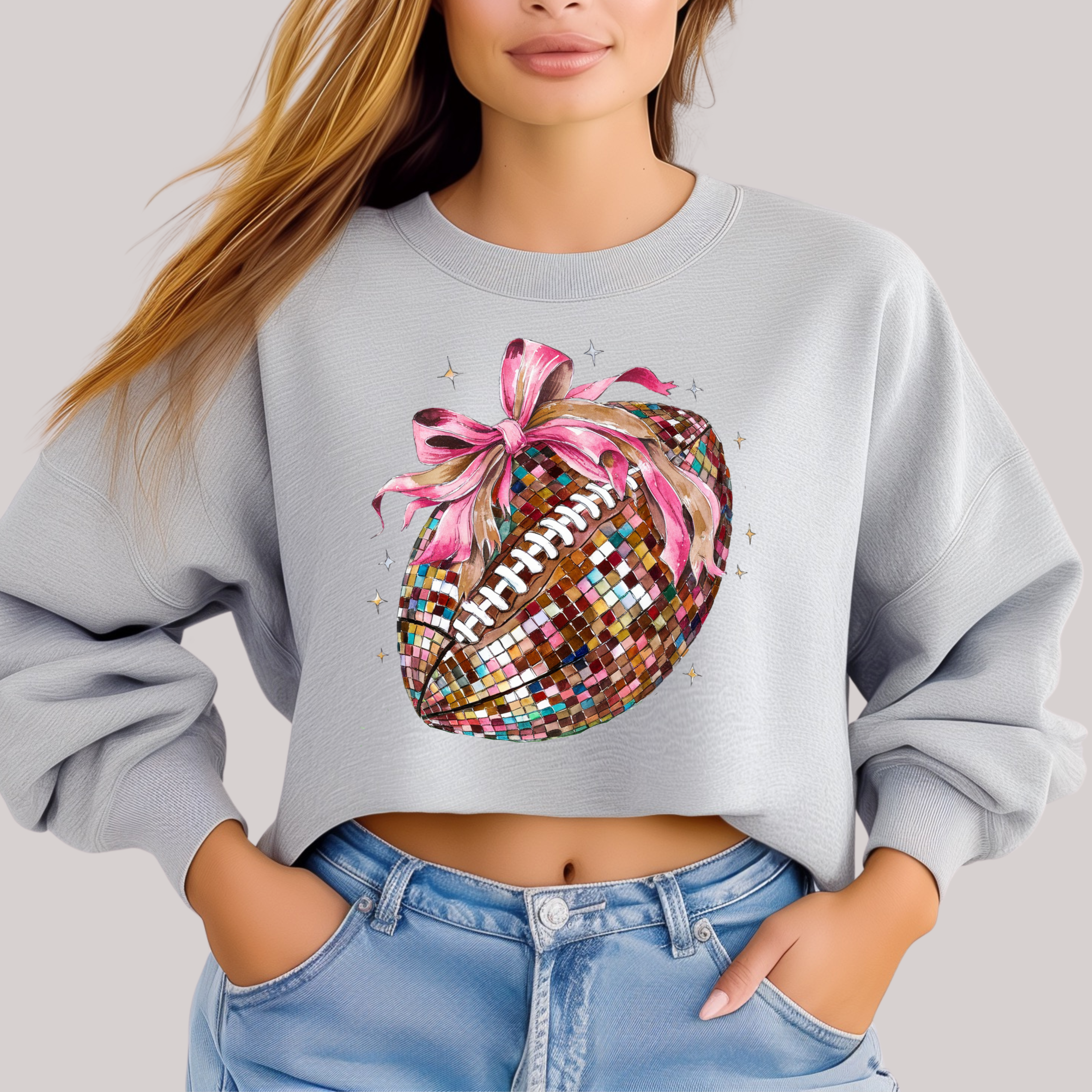 Disco Football in Grey Sweatshirt - Charming Charlie