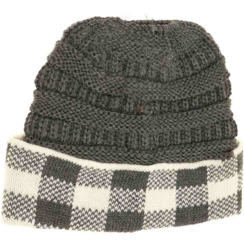 Dk-Grey The Buffalo Check CC Beanie Tail combines classic style with practical warmth. Crafted from soft, durable fabric featuring a timeless buffalo check pattern, it provides cozy comfort for cooler days. Its loose, slouchy fit accommodates various hairstyles, making it perfect for everyday wear or outdoor activities in crisp weather. This beanie offers both functional protection from the cold and a versatile, stylish addition to any seasonal wardrobe.