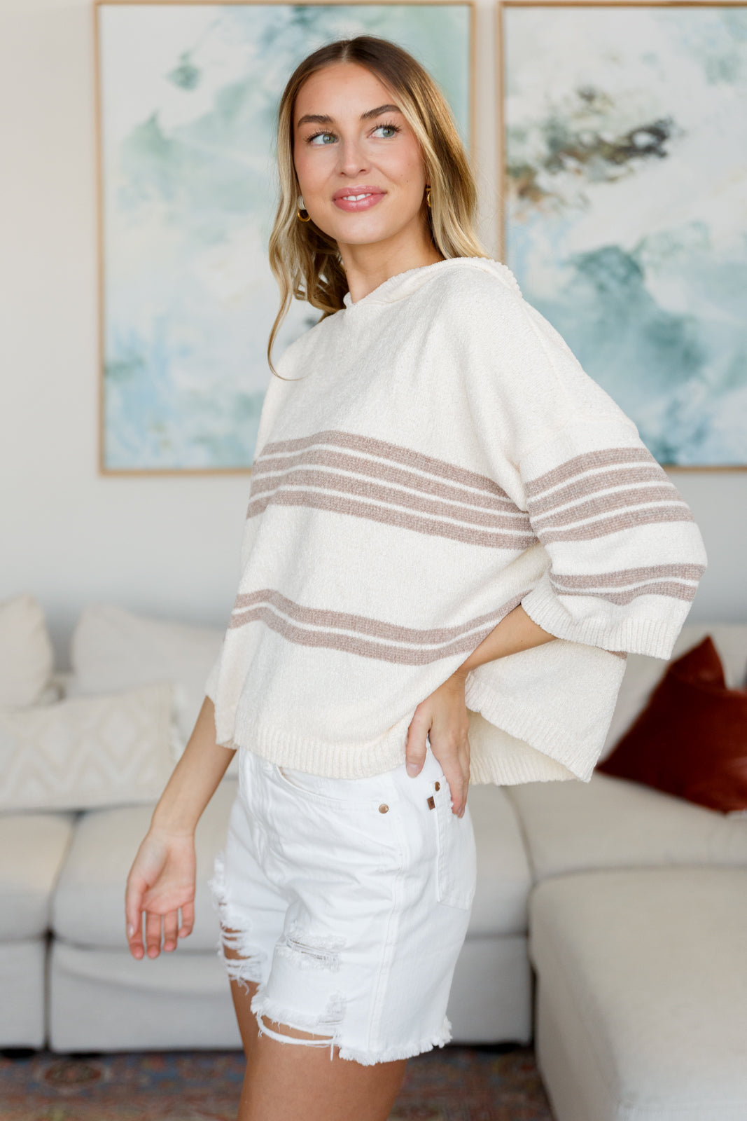 Don't Forget the Cold Foam Striped Hoodie - Charming Charlie