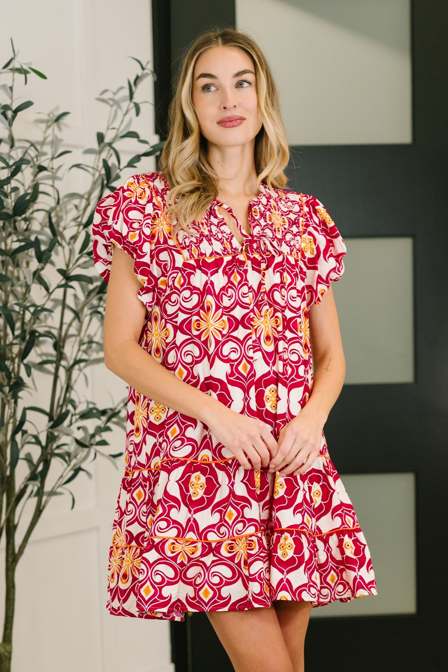 Don't You Go Away Balloon Sleeve Dress - Charming Charlie