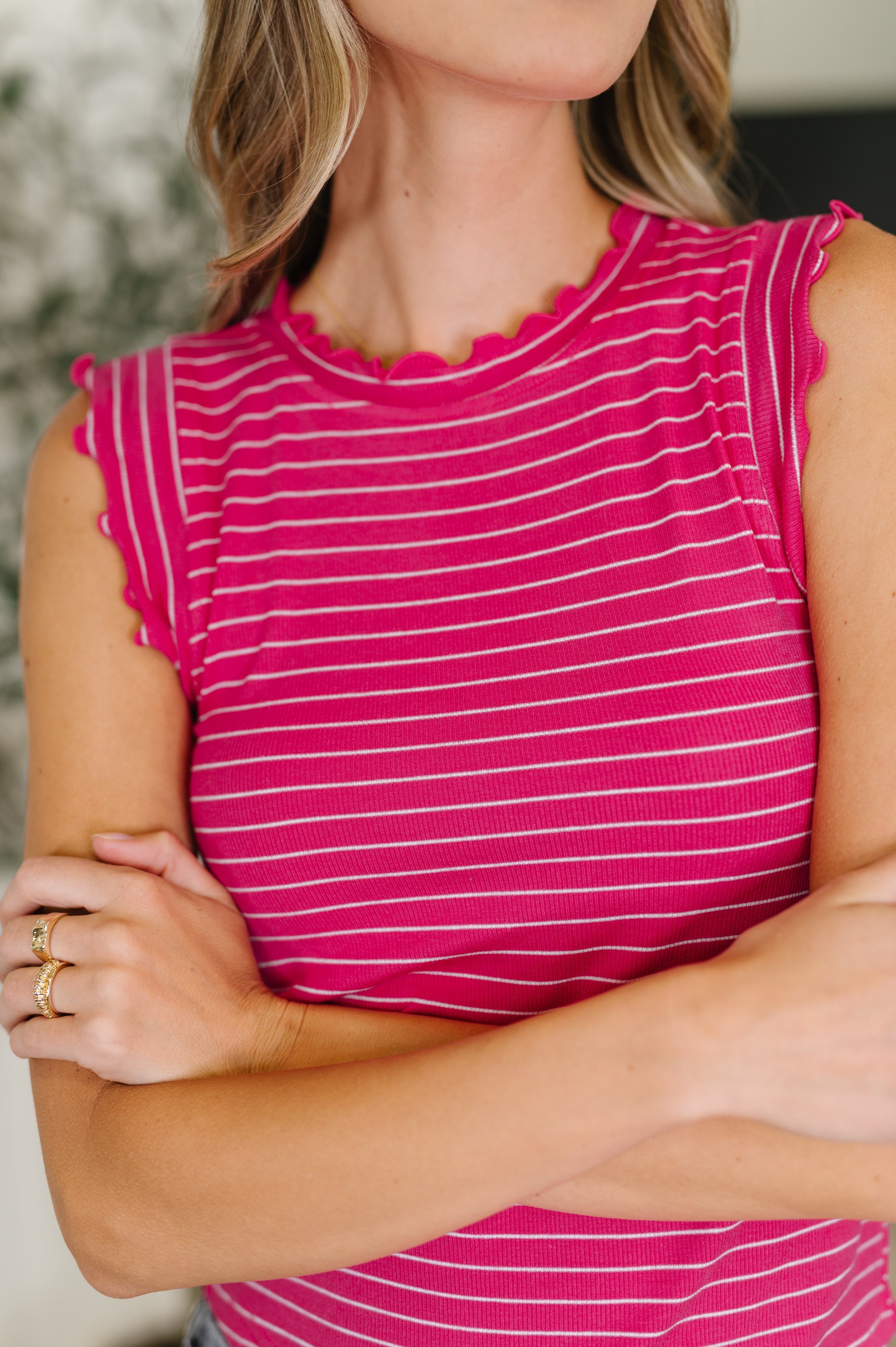 Doodle Me In Lettuce Round Neck Top in Hot Pink - Charming Charlie