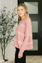 Down to Every Detail Drop Shoulder Long Sleeve in Dusty Rose - Charming Charlie
