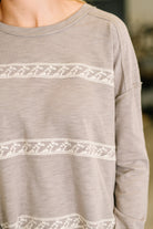 Down to Every Detail Drop Shoulder Long Sleeve in Stone Taupe - Charming Charlie