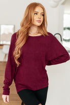 Drive Downtown Dolman Sleeve Top in Wine - Charming Charlie