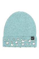Dusty Mint C.C Rhinestone Charm Beanie