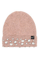 Dusty Rose C.C Rhinestone Charm Beanie