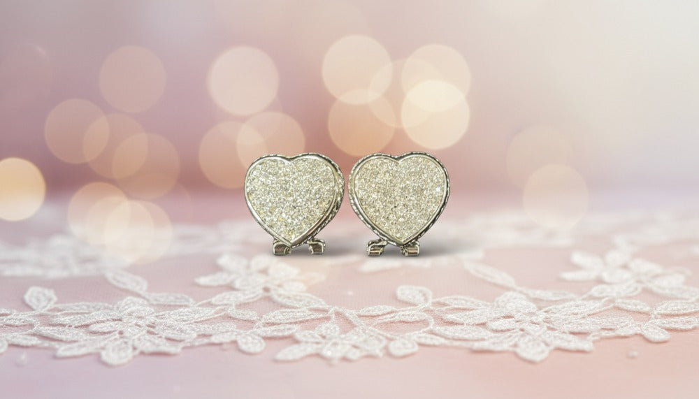 Sparkle Heart Studs Earrings - Charming Charlie