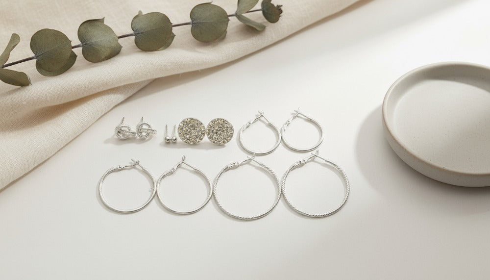 Classic Hoops & Sparkle Studs Set Earrings - Charming Charlie