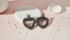 Black Crystal Heart Earrings - Charming Charlie