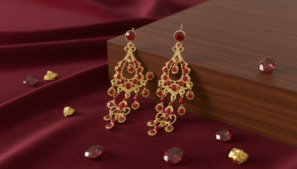 Imperial Ruby Chandelier Earrings - Charming Charlie